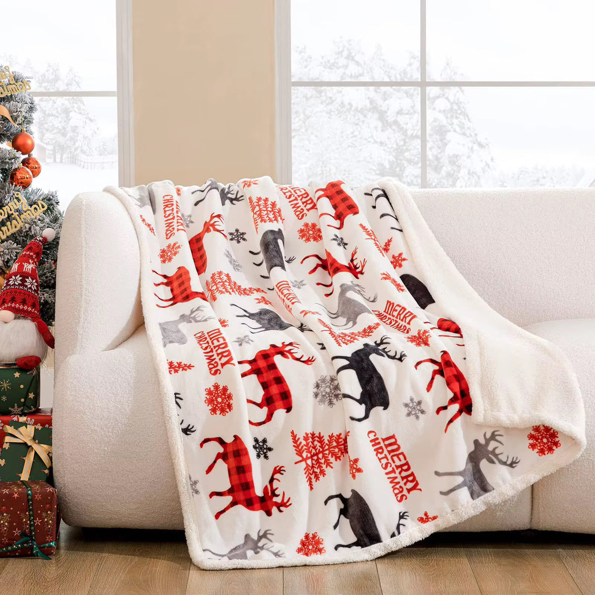 ❄️ PREMIUM REVERSIBLE CHRISTMAS SHERPA Throw Blanket