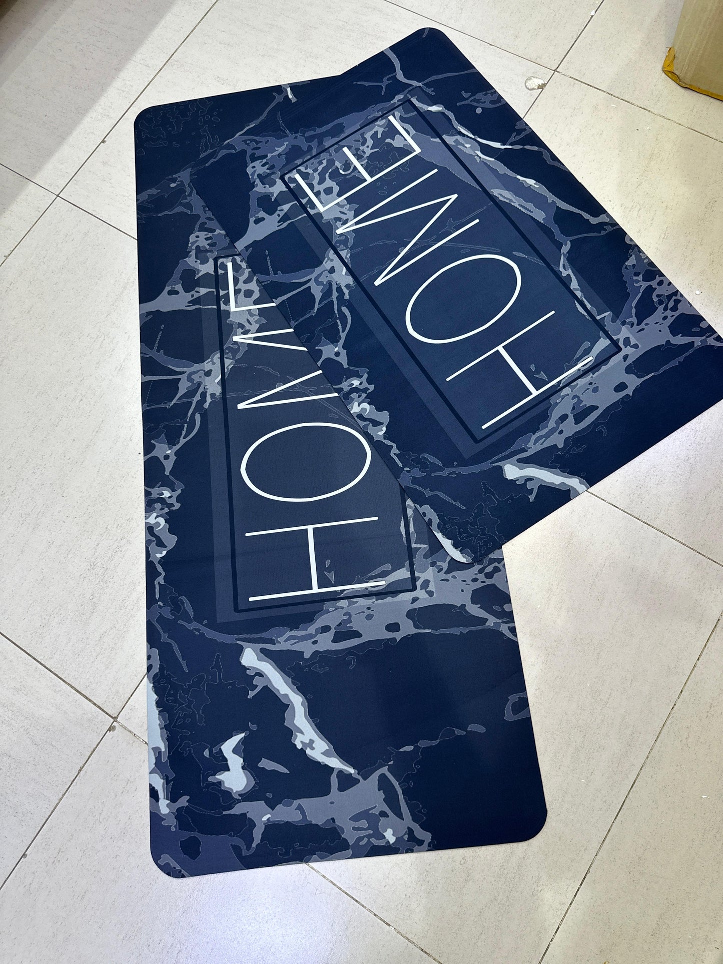 High Quality 2PC Rubber Kitchen Mats (Home Marble Print)