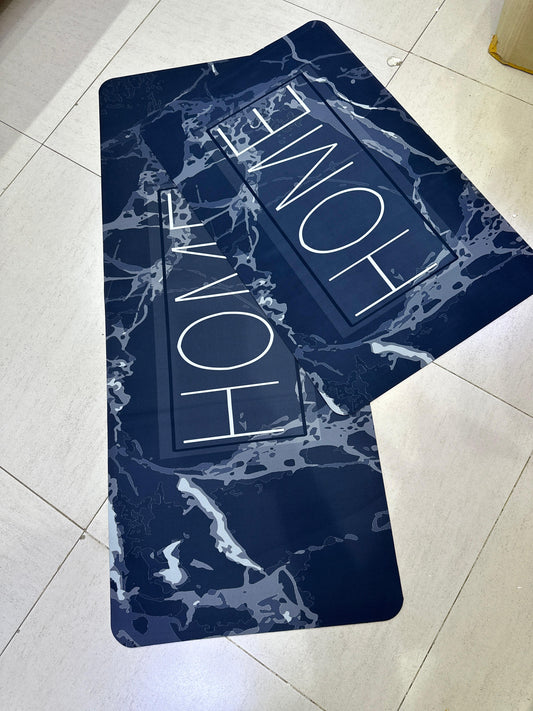 High Quality 2PC Rubber Kitchen Mats (Home Marble Print)