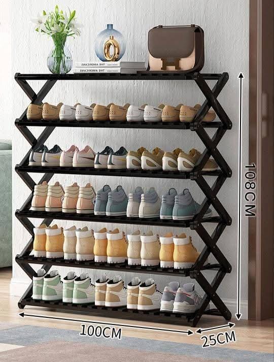 Tier Foldable Bamboo Shoe Rack