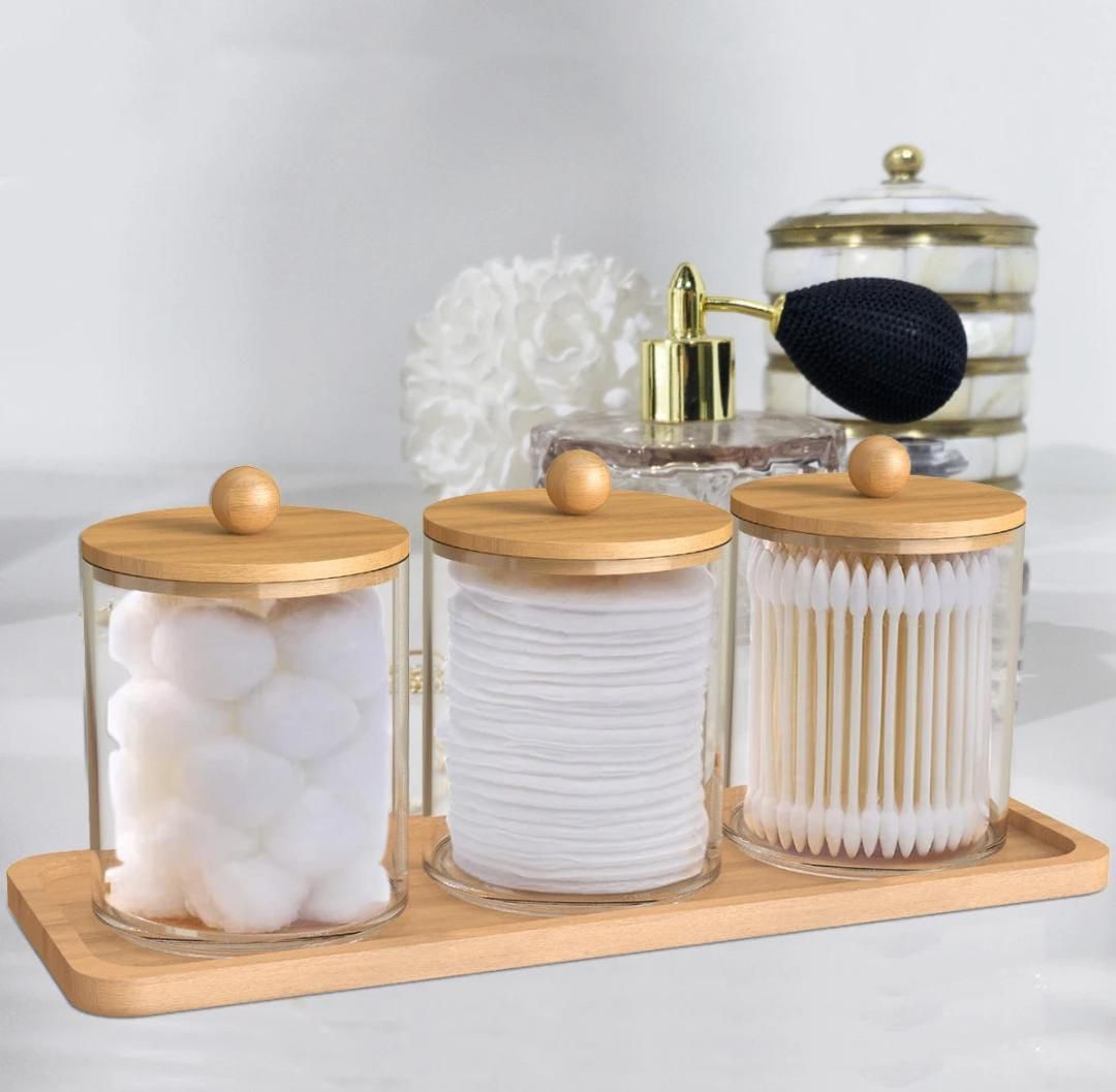 3pcs Set Acrylic Swab Storage Organizer
