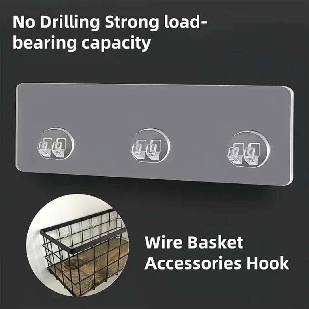 5 Pcs CLEAR Strong Adhesive Waterproof Wall Hooks