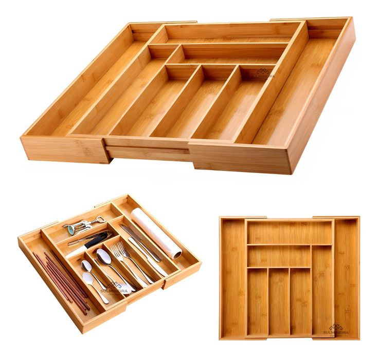 Expandable Bamboo Cutlery Organizer