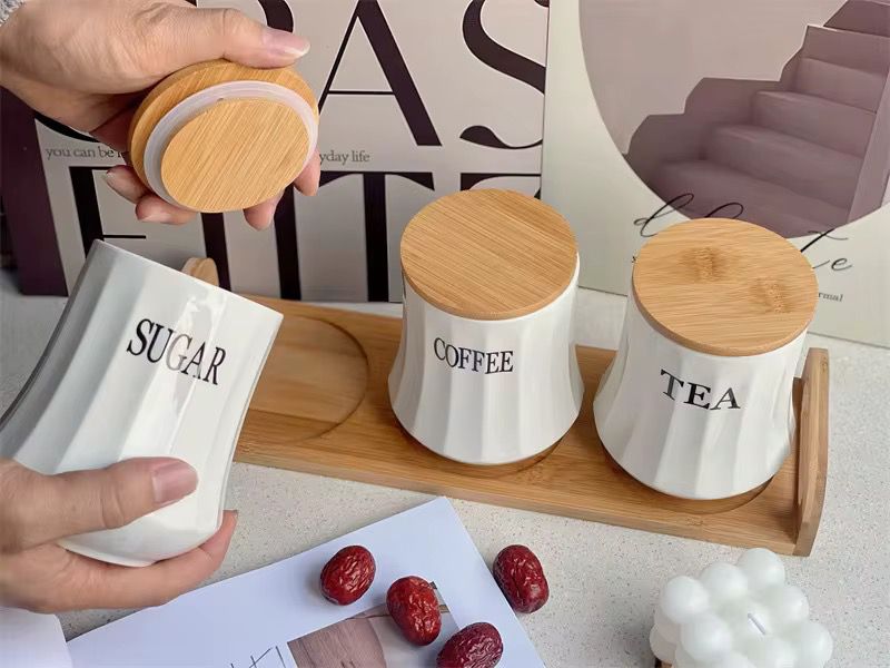 Ceramic Tea Coffee Sugar Canister