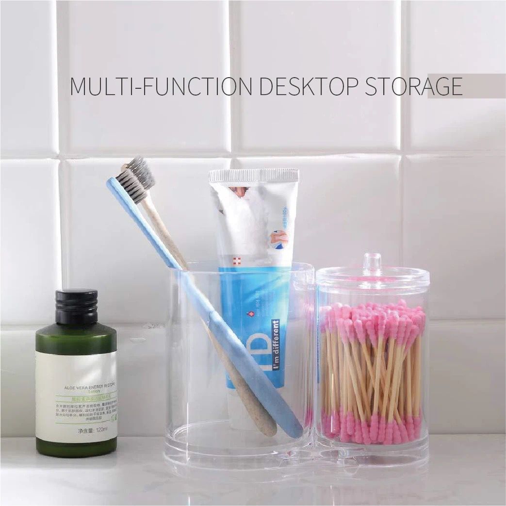 Double Barrel Acrylic Cotton Swab Storage Box