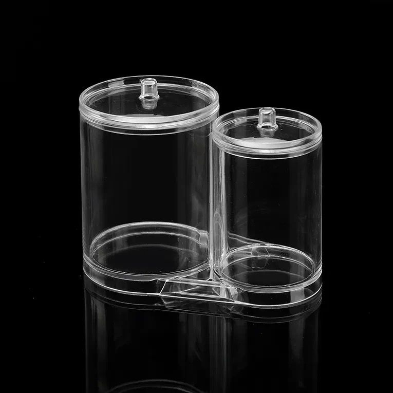 Double Barrel Acrylic Cotton Swab Storage Box