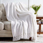 Textured Knitted Heavy Throw Blanket with Tassels