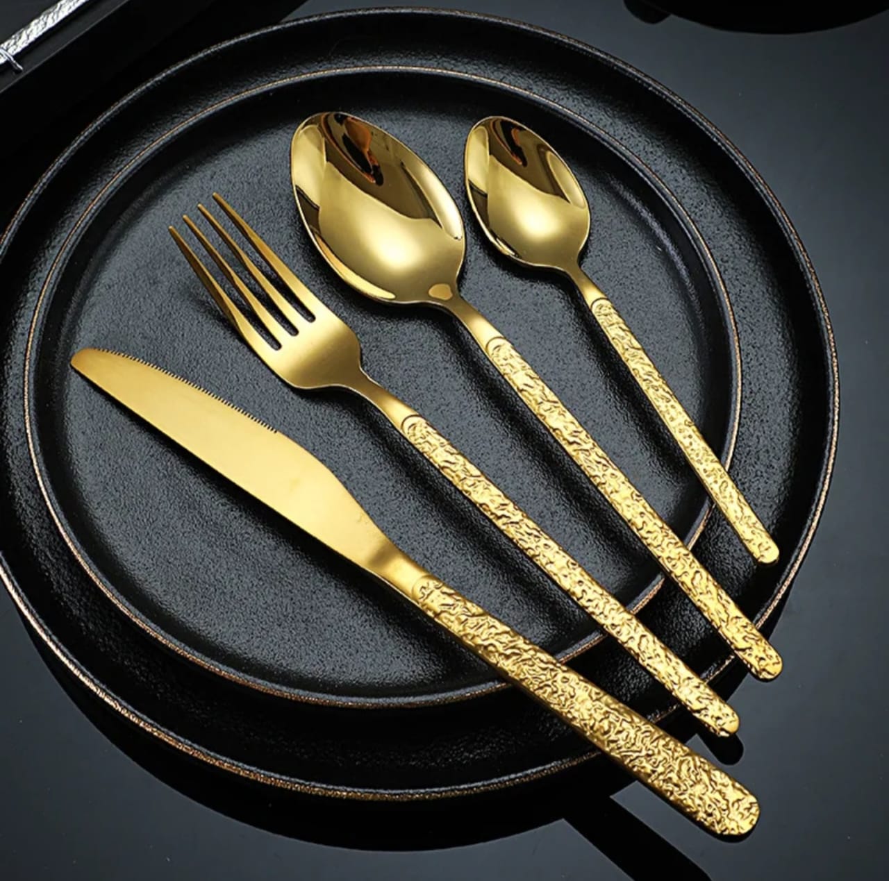 18pcs Hammered Cutlery Stainless Steel Set