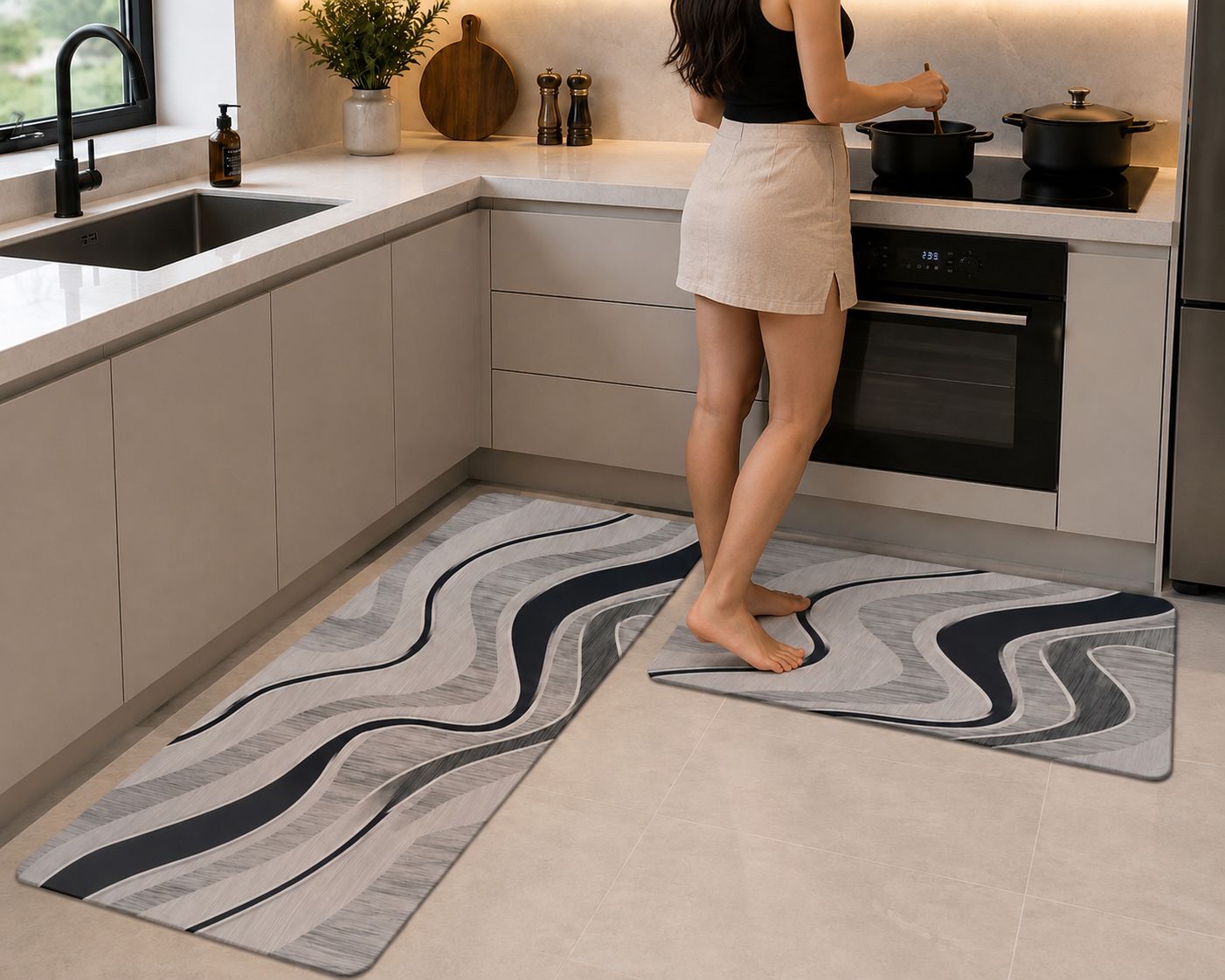 2 Pcs Set Kitchen Mats