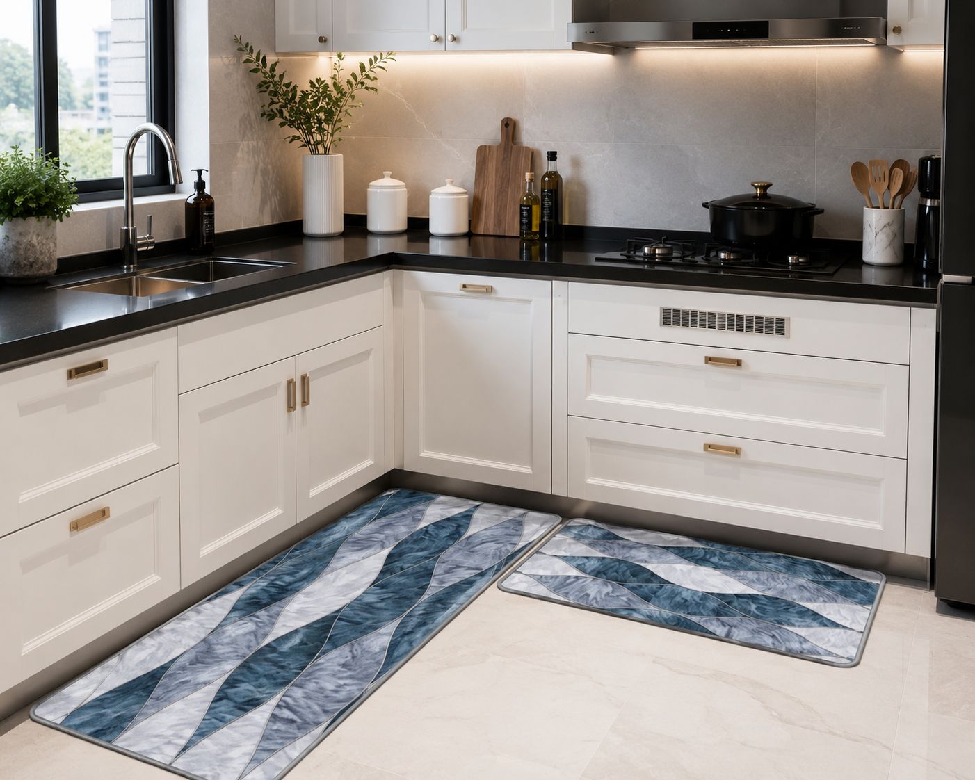 2 Pcs Set Kitchen Mats
