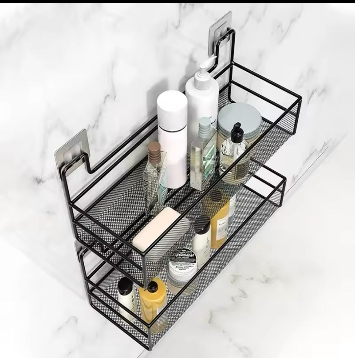 Large Mesh Bathroom Rack with Self Adhesive Stickers