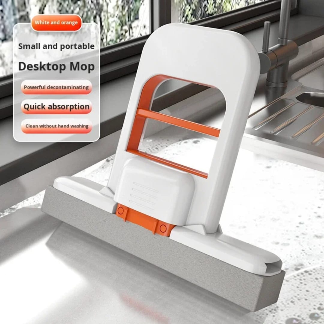 One-hand Squeeze Handle Foldable Desktop Mop