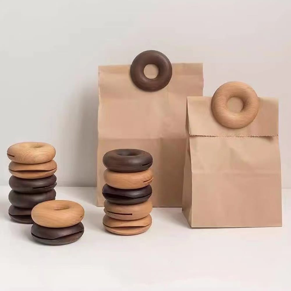 2pc Wooden Food Sealing Clip Donut Sets