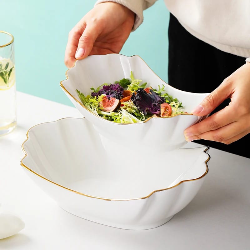 European Tracing Gold Ceramic Household Soup Bowl