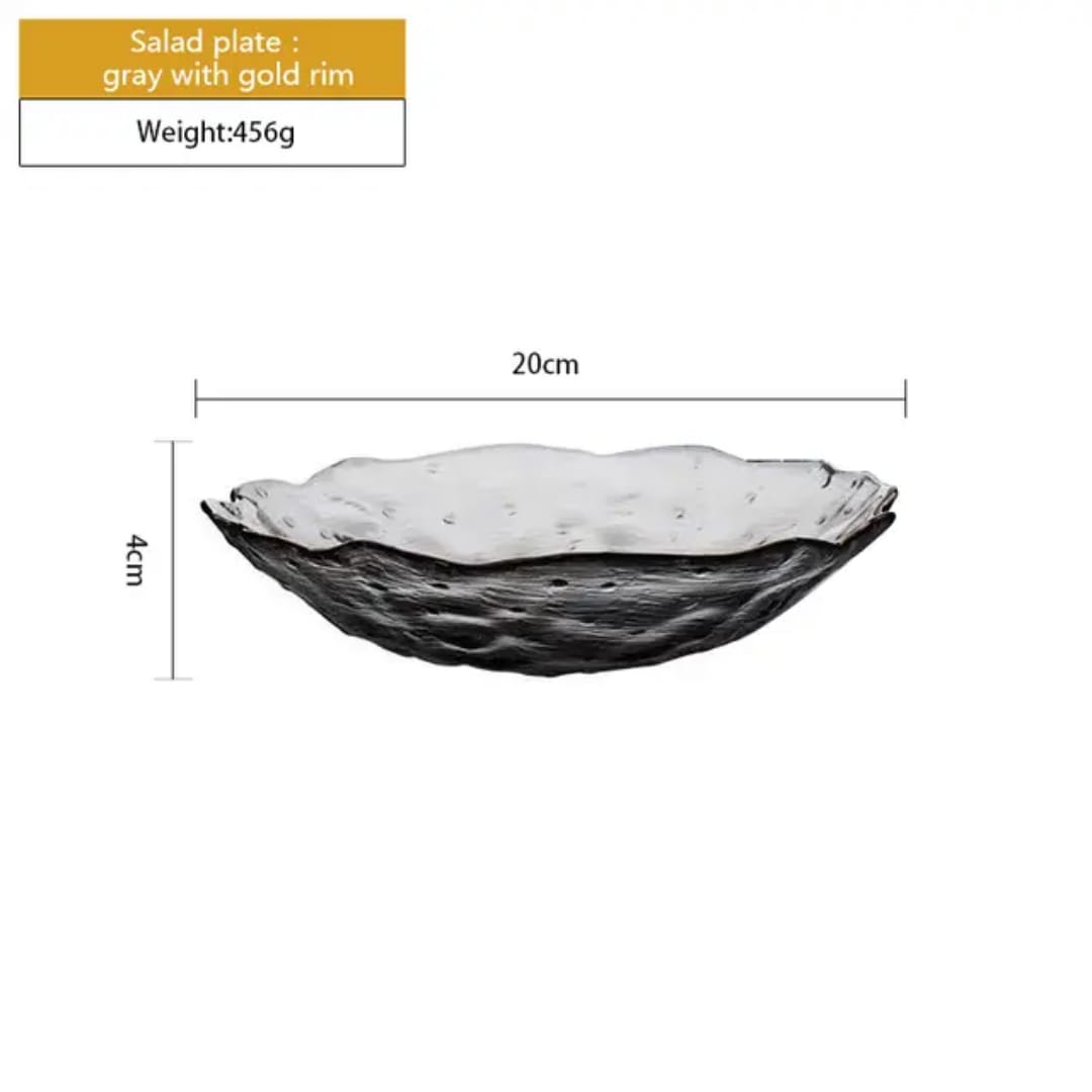 3pc Set Glass Plate Irregular Dinner Plates