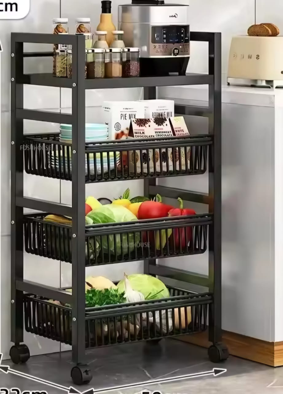 4LAYER Vegetable Rack with Movable Wheels