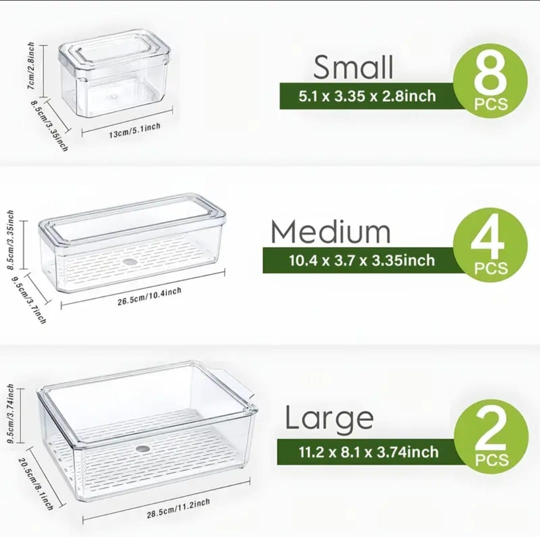 14pcs Stackable Fridge Storage Organizers