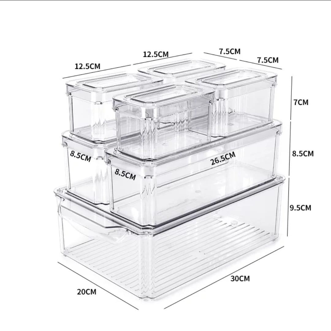7pcs Stackable Acrylic Fridge Organizer