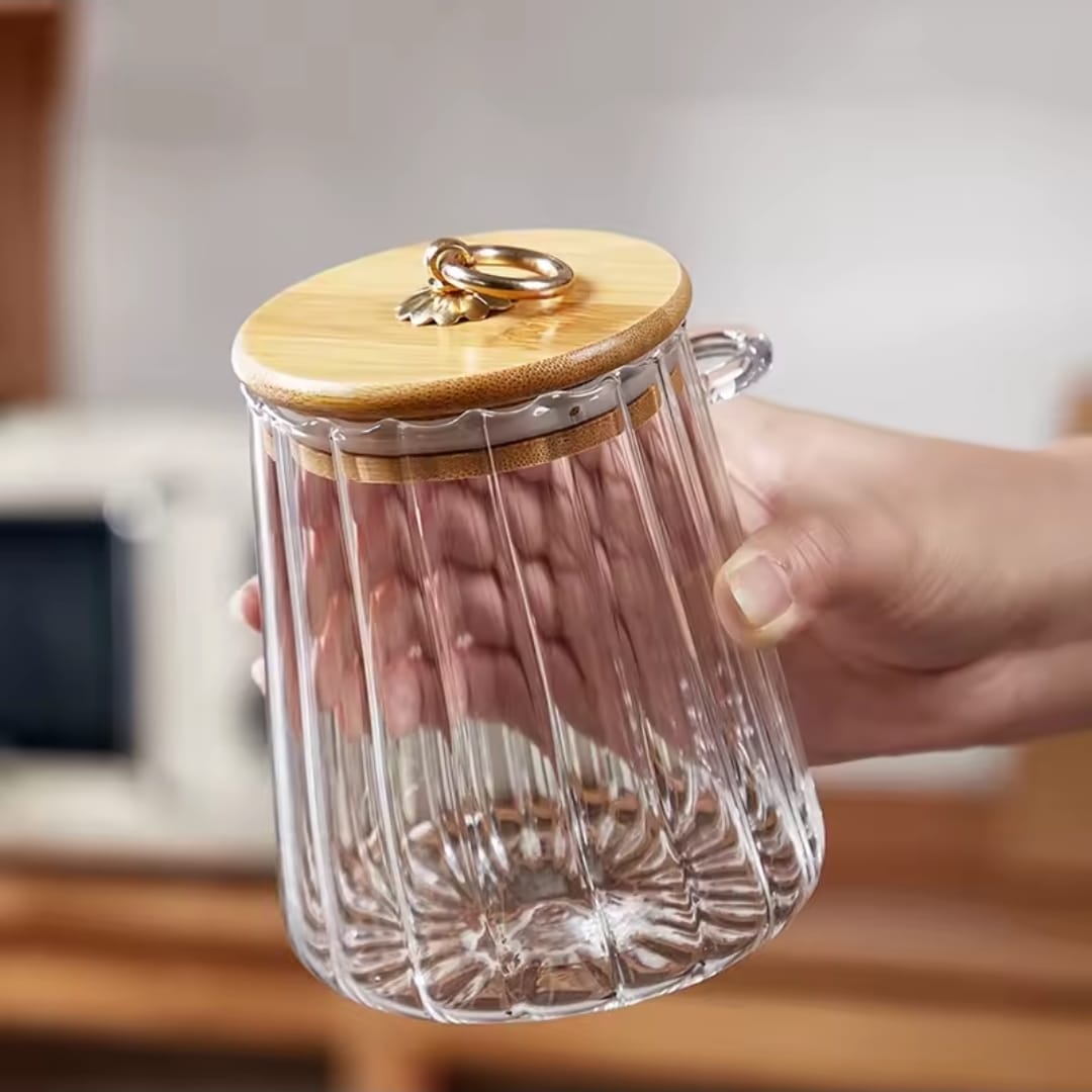 Glass Storage Jar with Bamboo Lid / Spoons