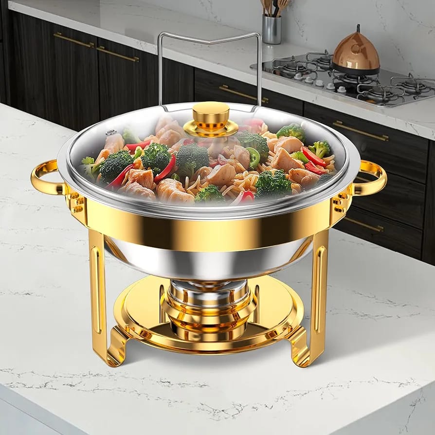 1pc Elegant Round Stainless Steel Chafing Dish