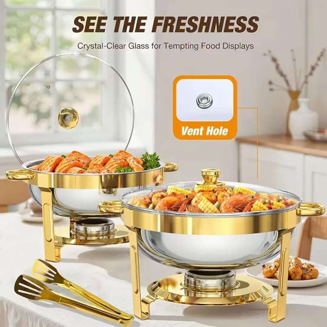 1pc Elegant Round Stainless Steel Chafing Dish
