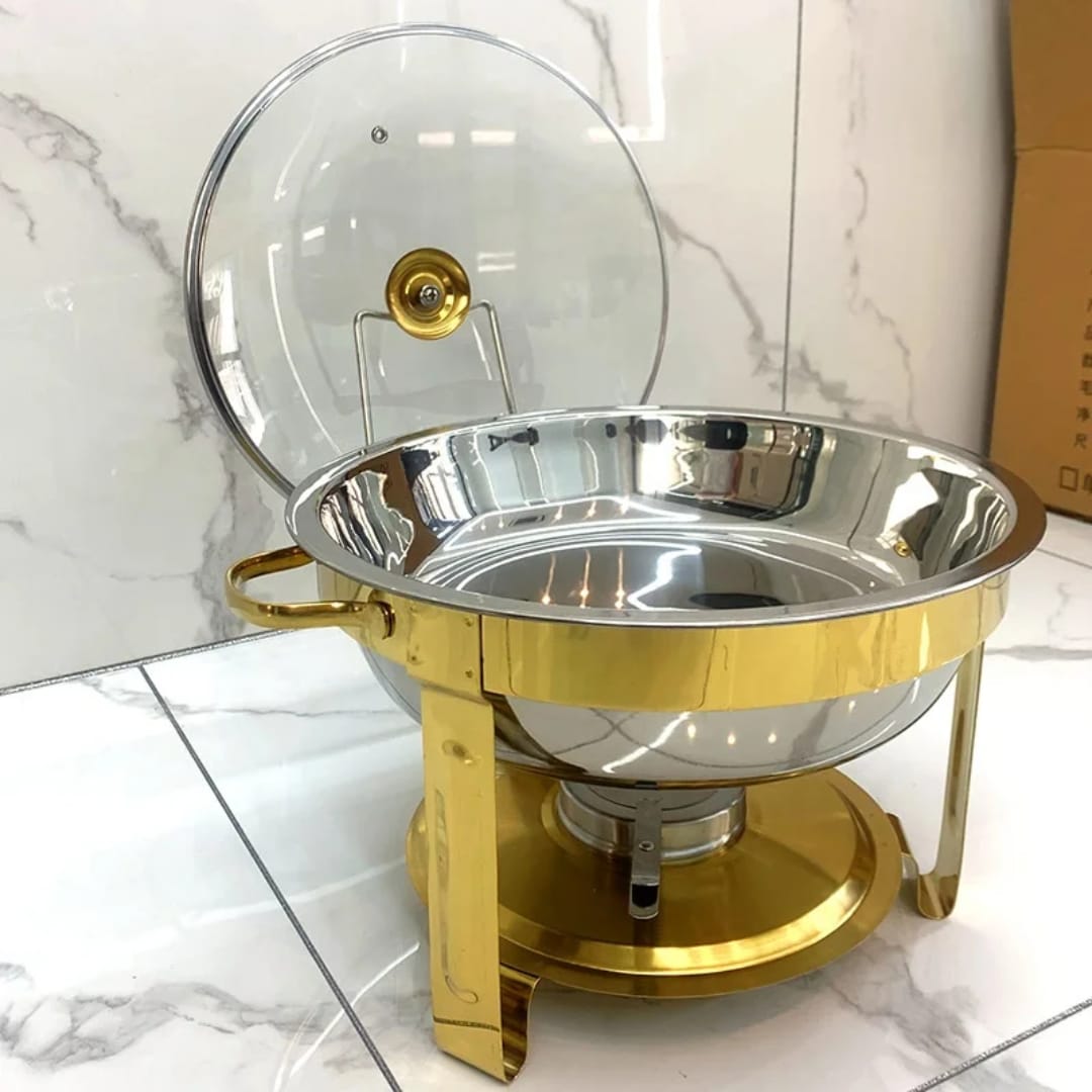 1pc Elegant Round Stainless Steel Chafing Dish