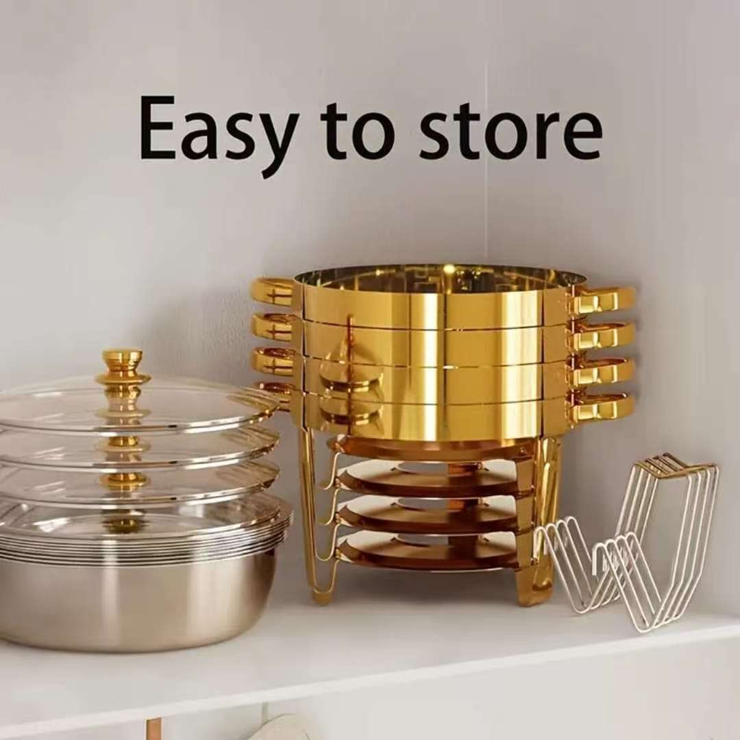 1pc Elegant Round Stainless Steel Chafing Dish