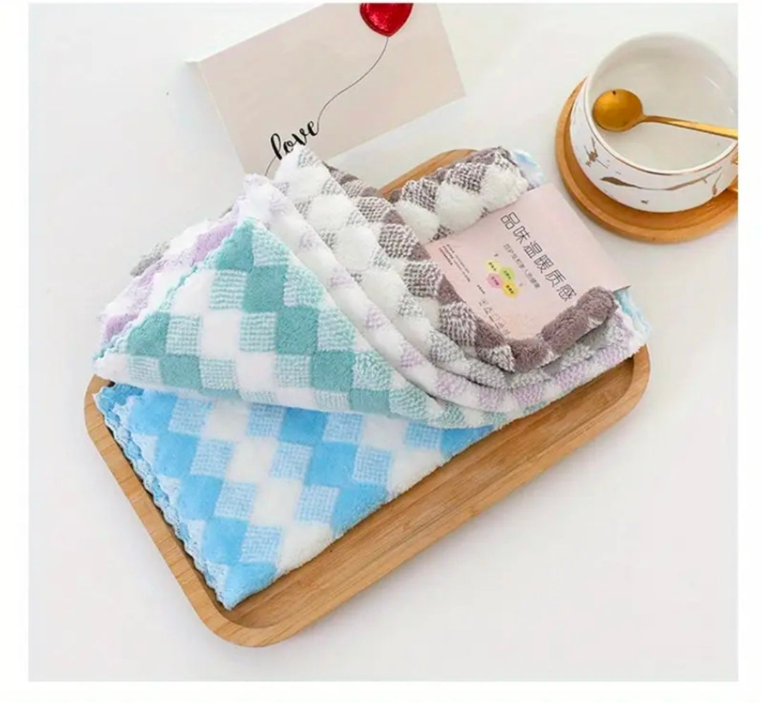 5pcs Coral Fleece Kitchen Towels
