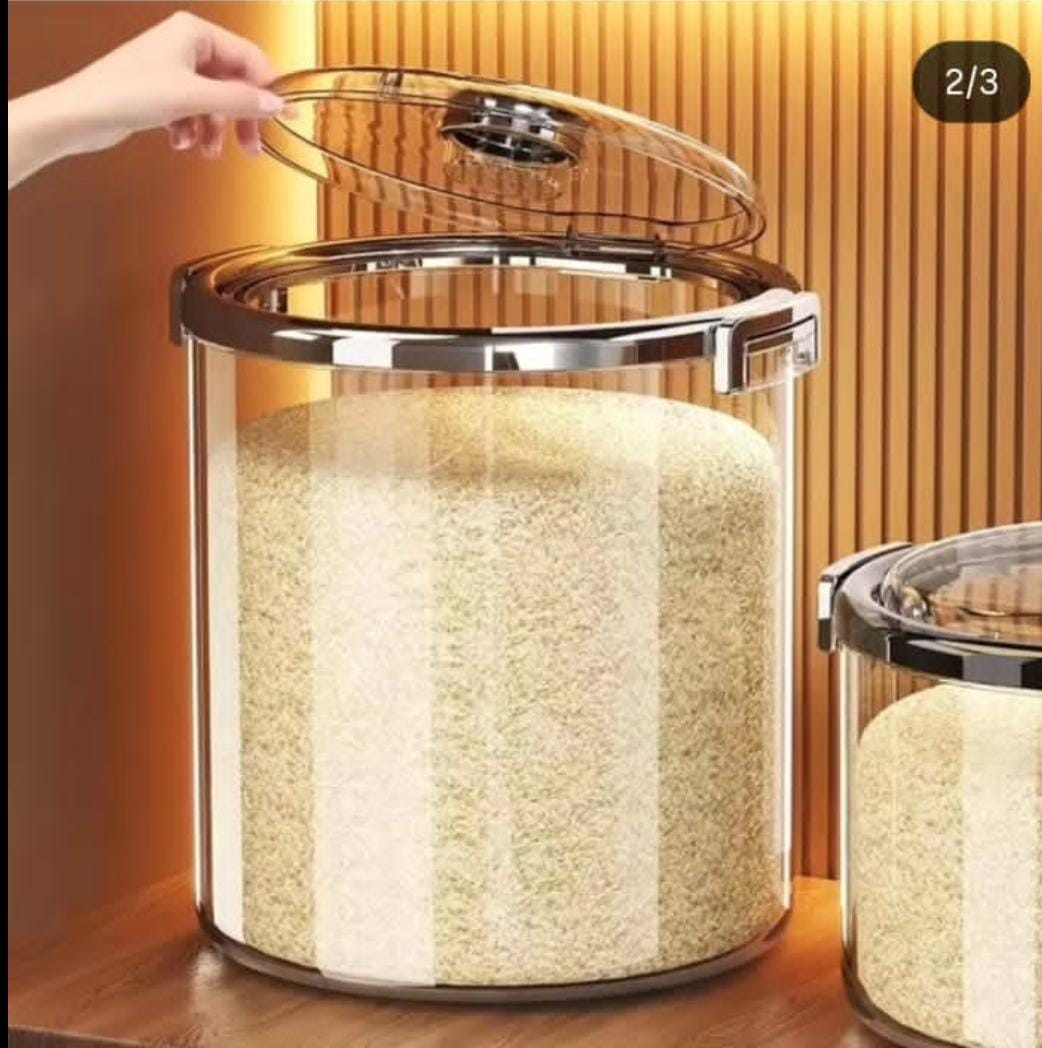 5 Kgs Acrylic Airtight Transparent Rice Bucket