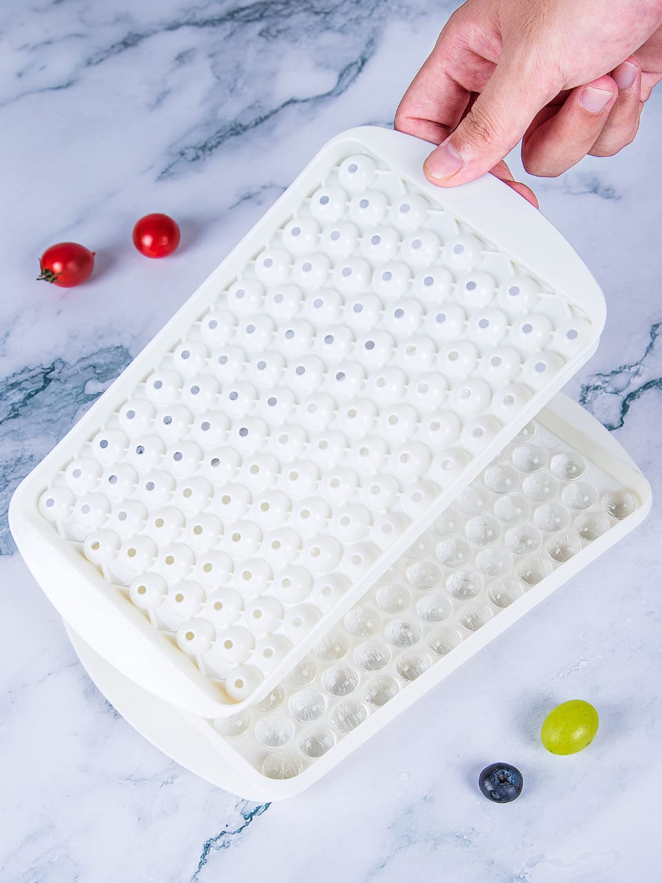 104 grid mini round ice cube tray mold with lid