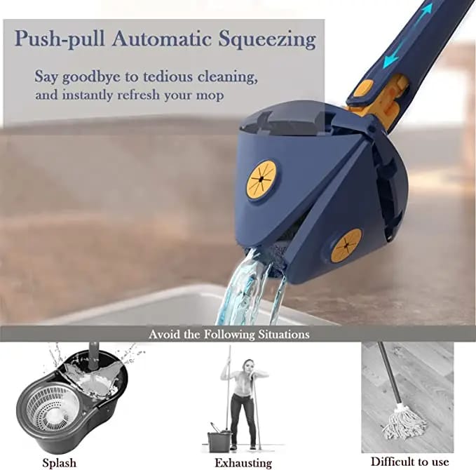 Triangle Mop 360 Rotatable Extendable Adjustable Cleaning Mop