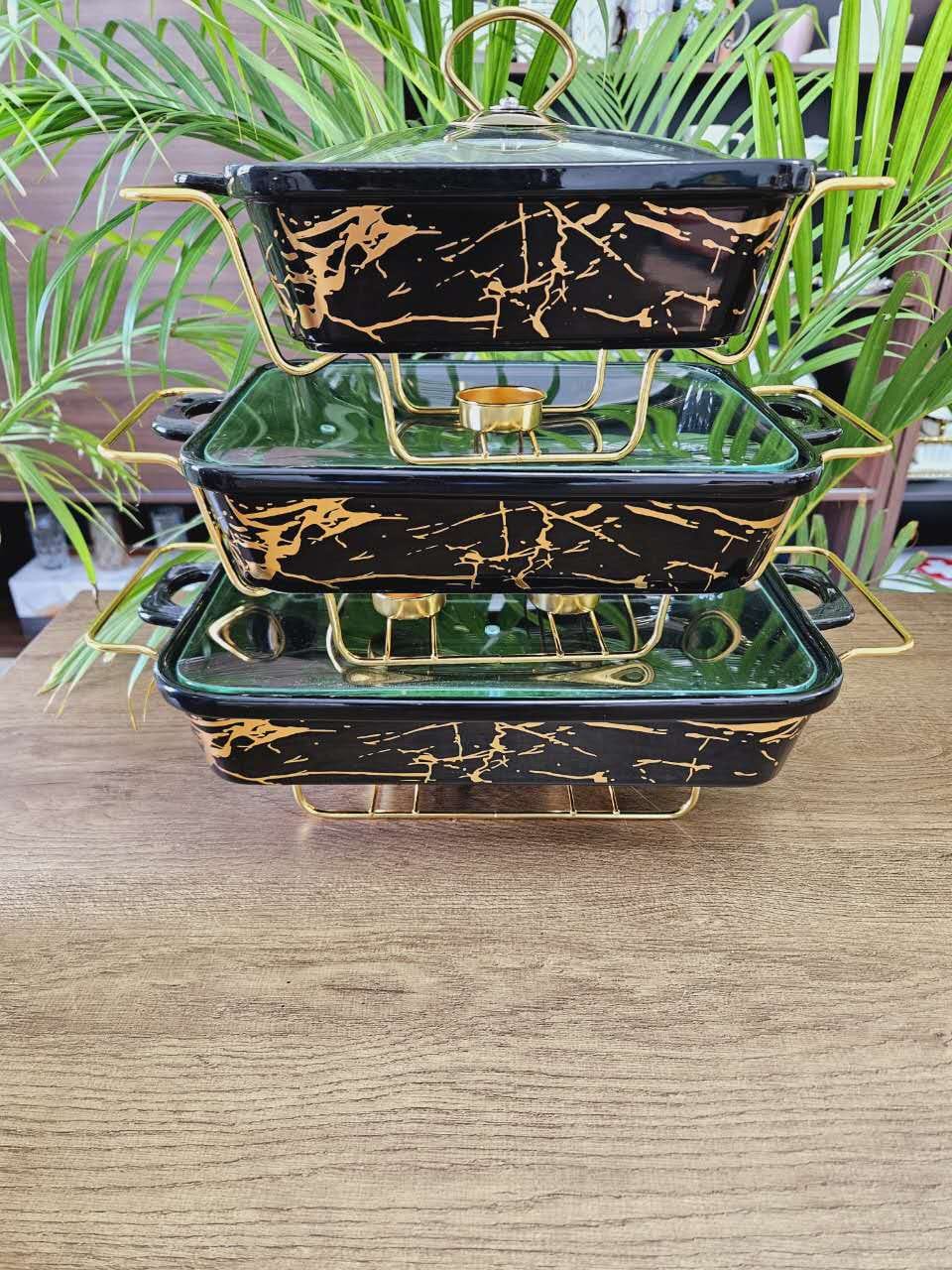 3pcs Ceramic Chaffing Dish