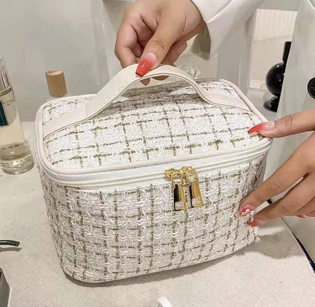 Tweed luxury cosmetic bag organizer