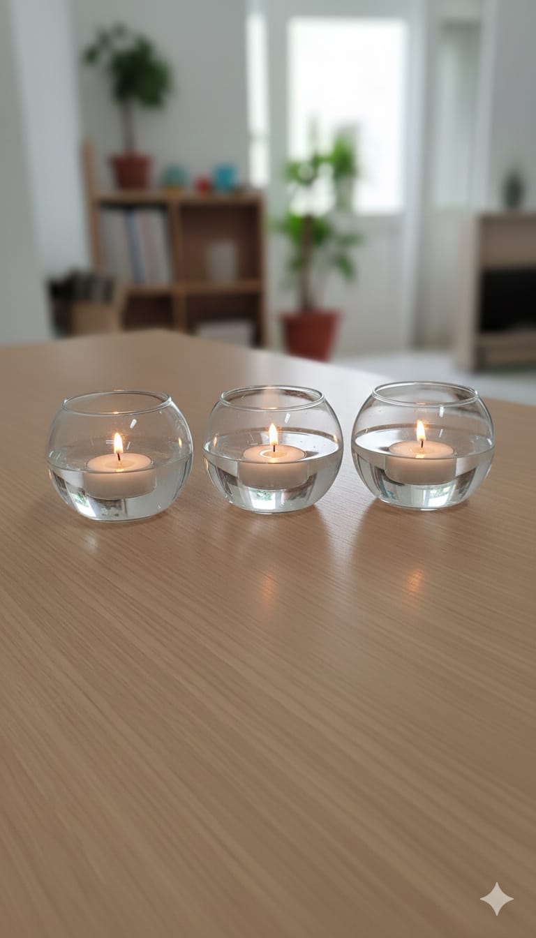 3pc Glass fish bowl bubble vase