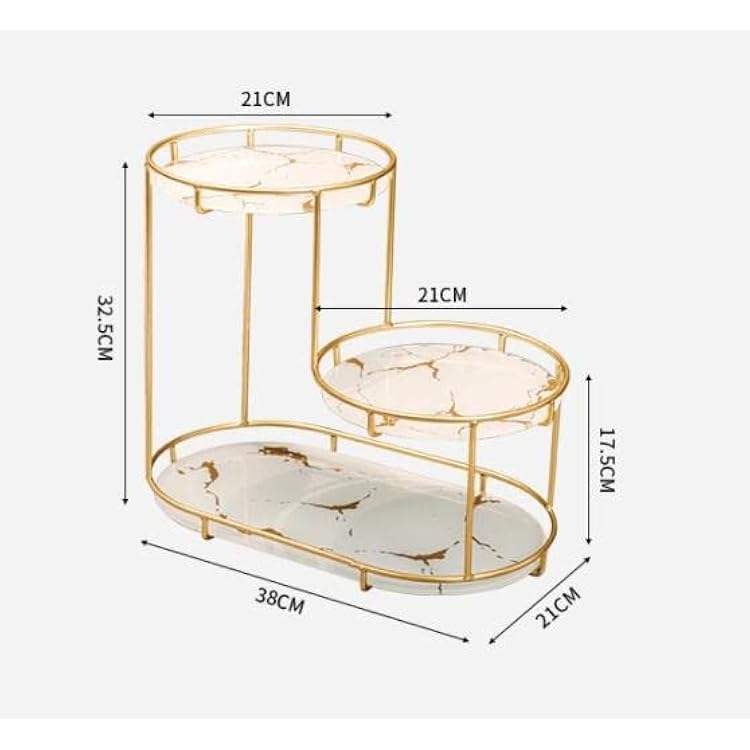 3 level gold frame marble tray organizer rack