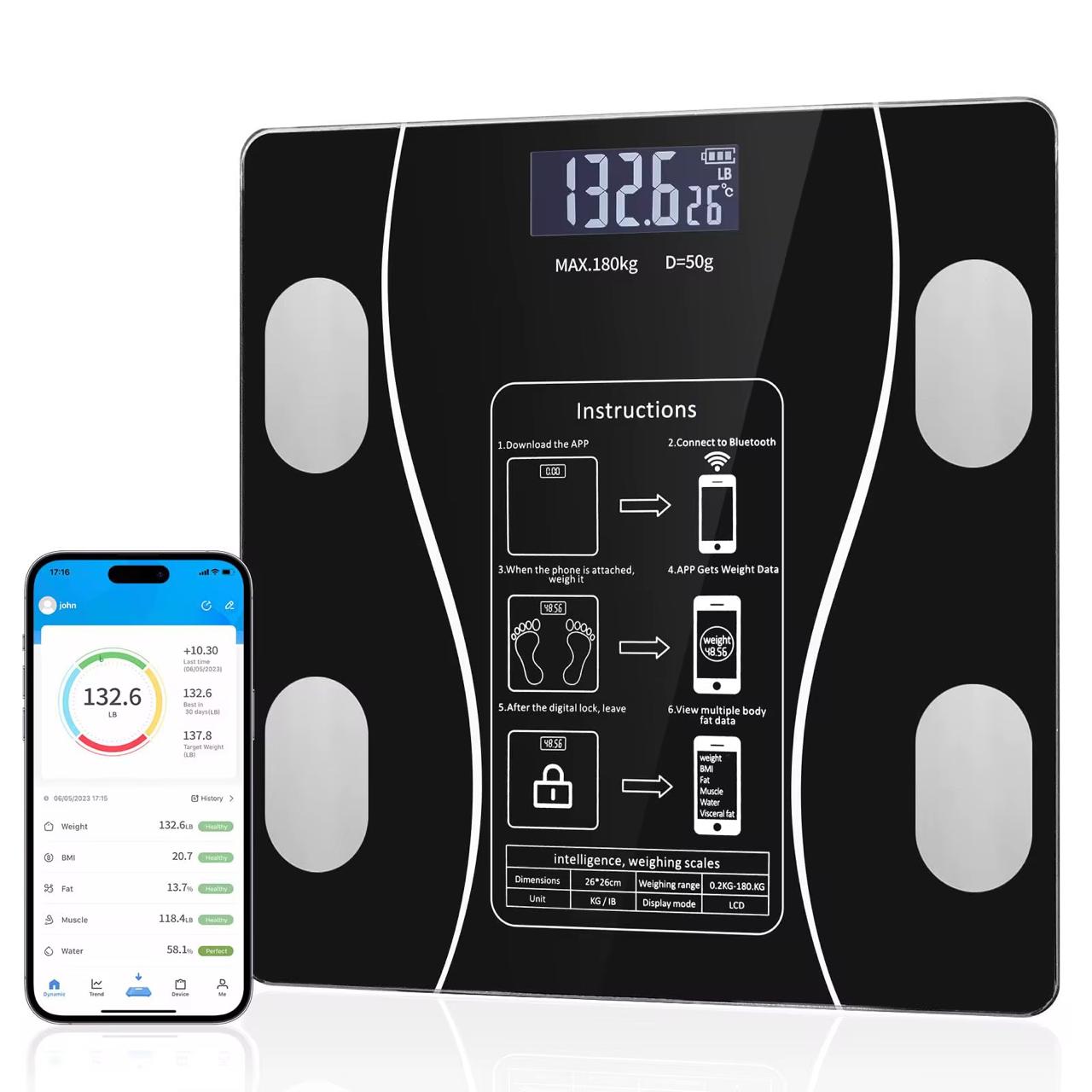 INTELLIGENT BLUETOOTH BMI BODY WEIGHING SCALE