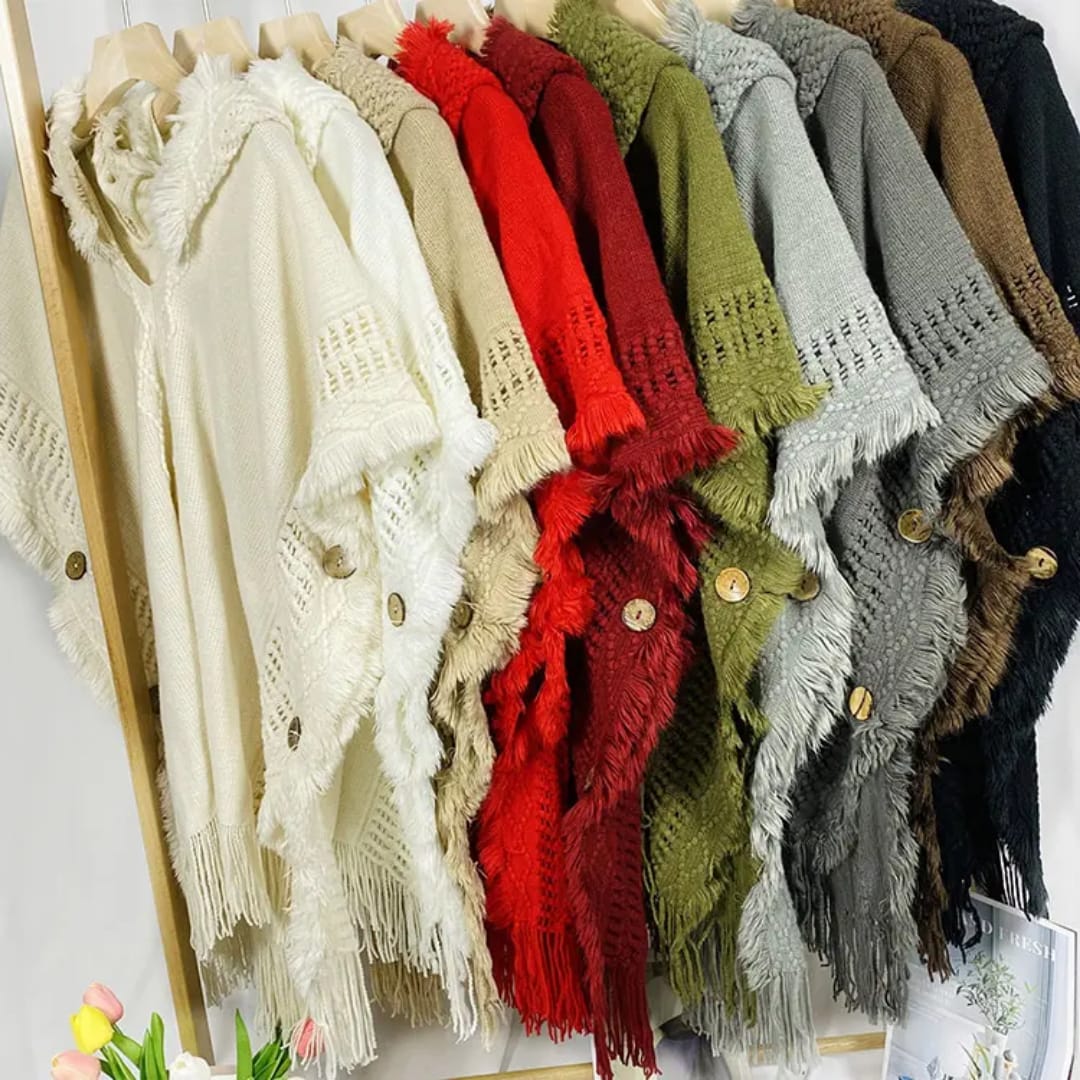 Women Knitted Hooded Shawl