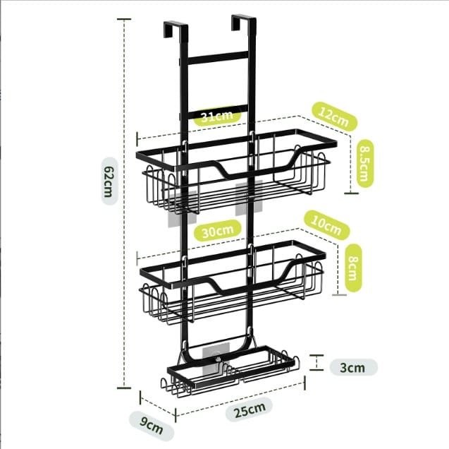 Drill-Free Bathroom Shelf Over Door Hanging Organizer