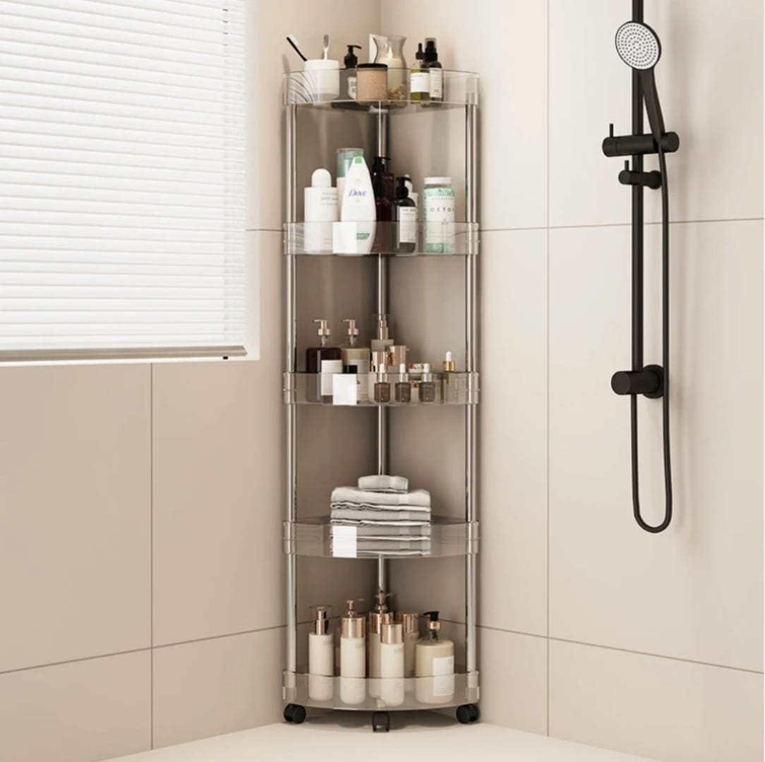 Stainless Steel Wheeled Corner Storage Shelf