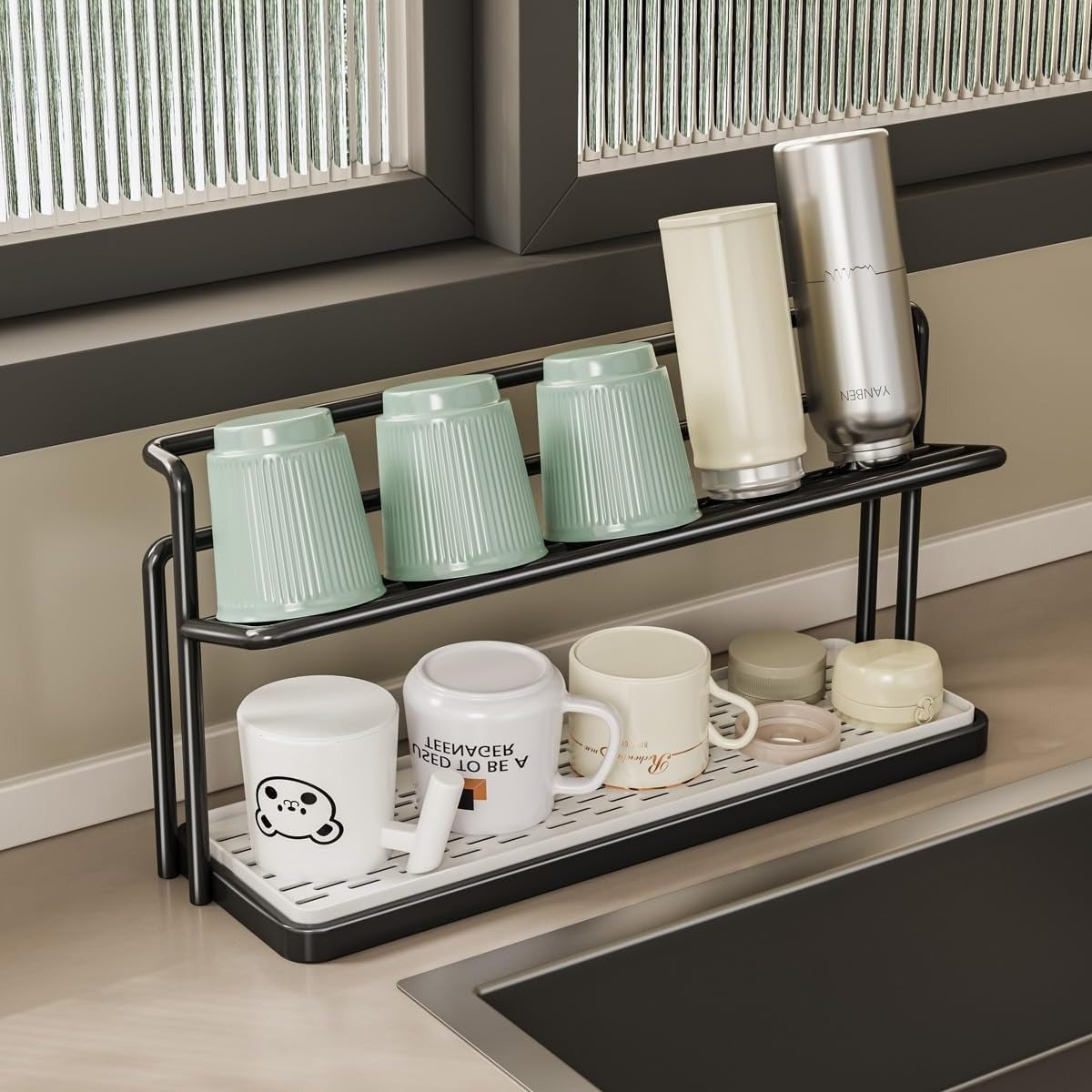 Space saving double-layer storage rack