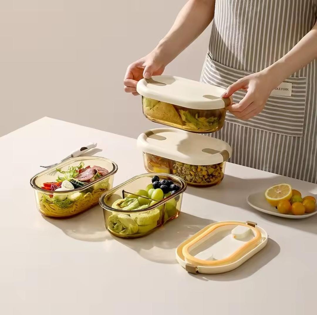 PARTITIONED  borosilicate Glass food containers