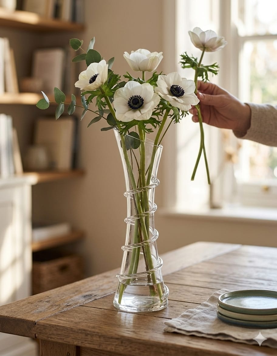 Flower vase stem crystal clear