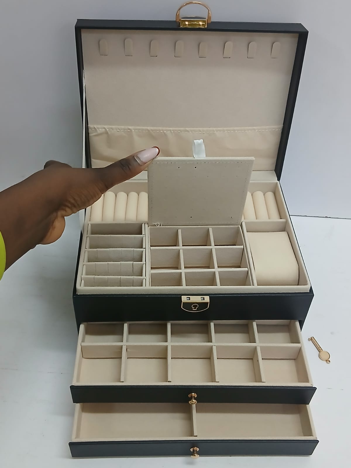3 layered jewelry storage box