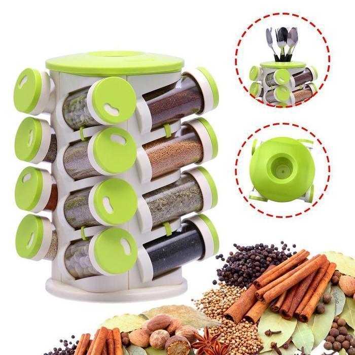 16 in 1 rotating spice rack