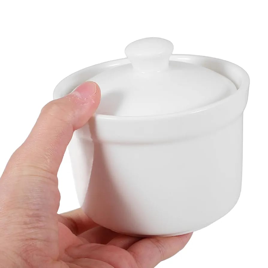 Ceramic sugar dish Stew Pot Small White