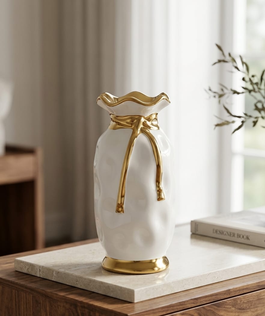 Luxury Ceramic Vase with Gold detailing