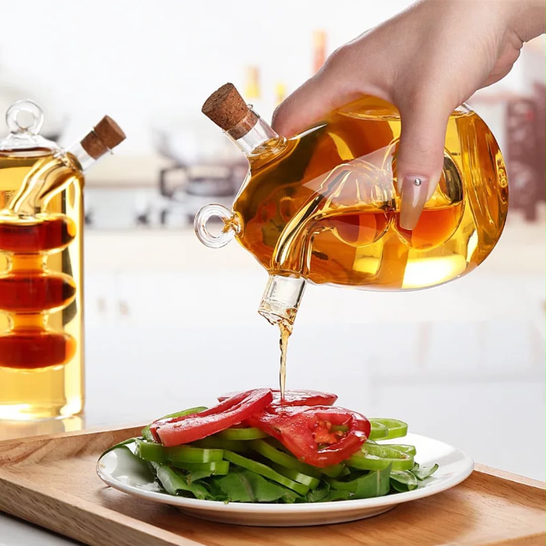 2 in 1 double mouth oil and vinegar dispenser