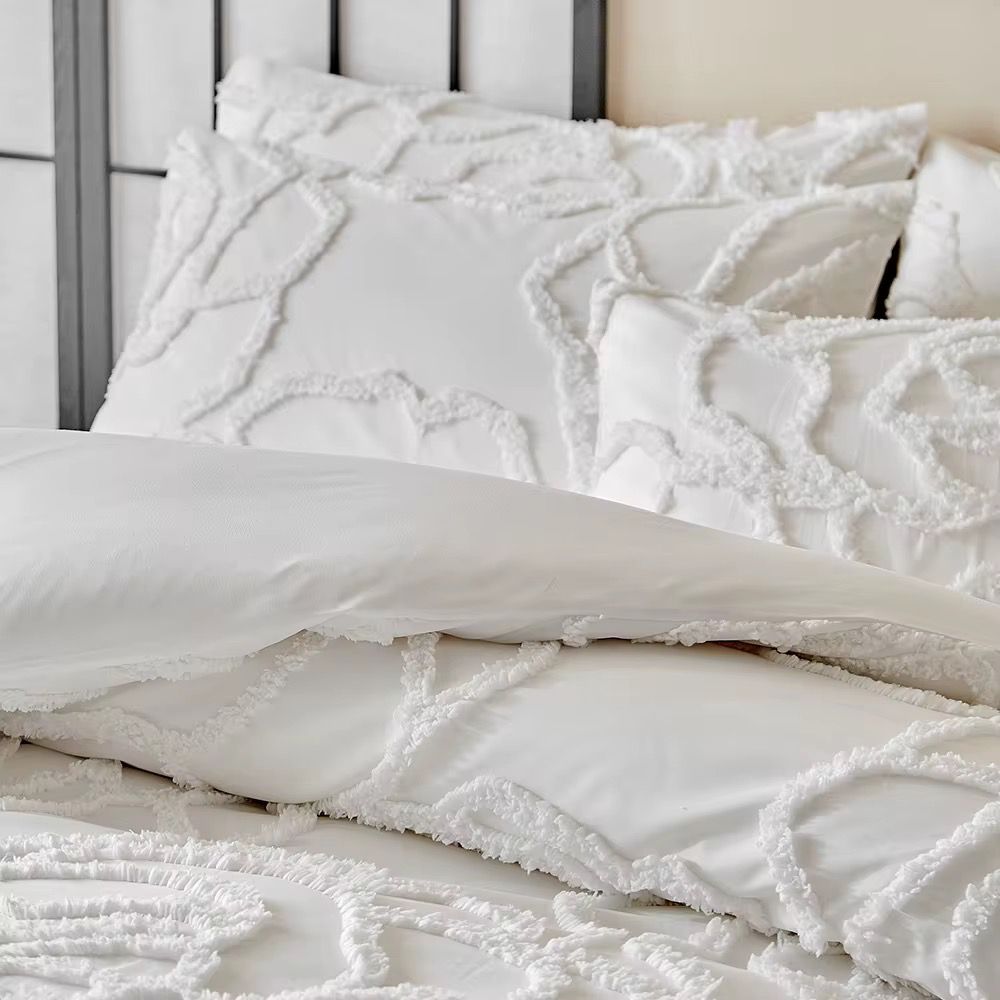 3 pc set 3D embroidery Rose tufted duvet cover