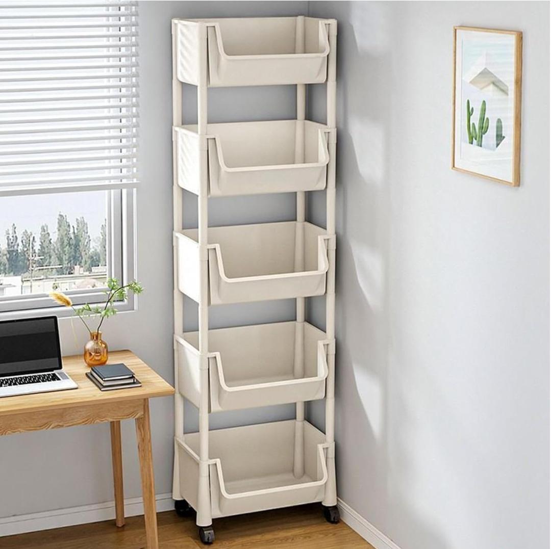 5-tier rolling trolley storage organizer,