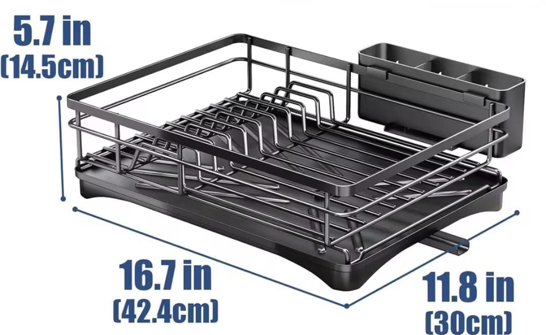 Single layer carbon metal dishrack with cutlery holder